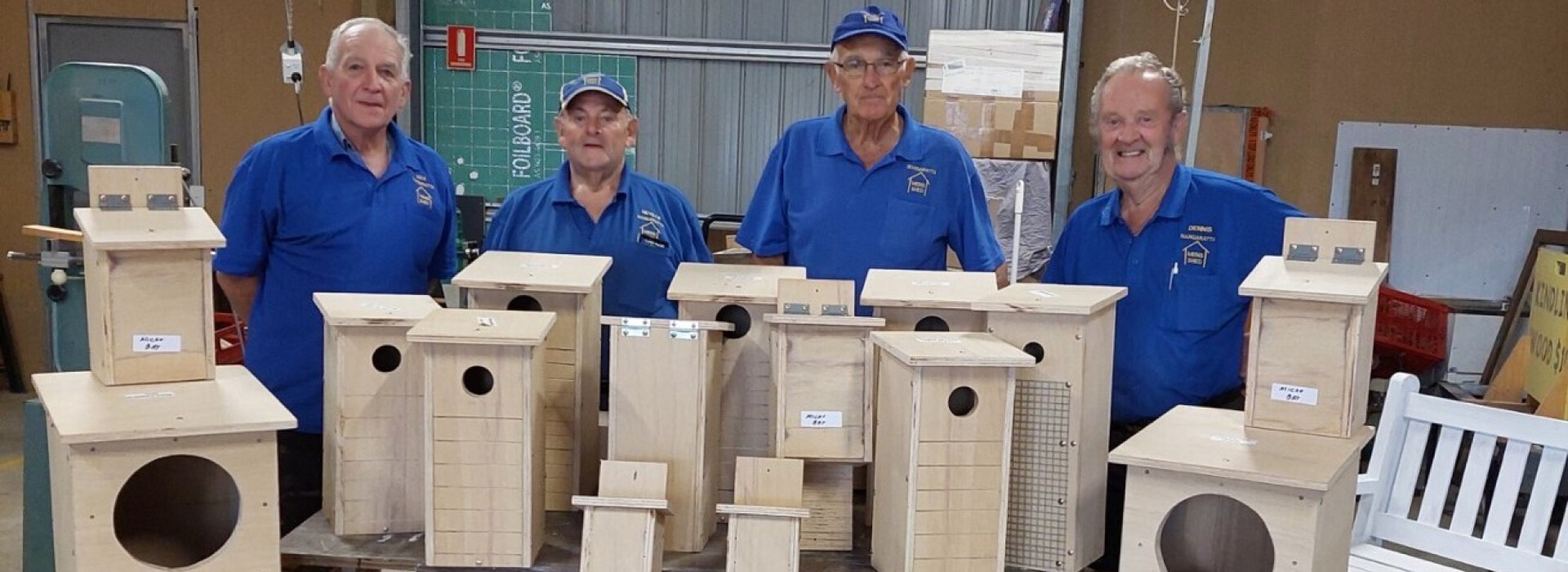 Building nesting boxes with the Men's Shed